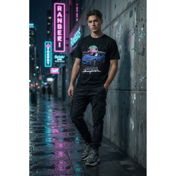 Toyota T-Shirt Mens S Black Graphic 100% Cotton Supra JDM Streetwear Tee
